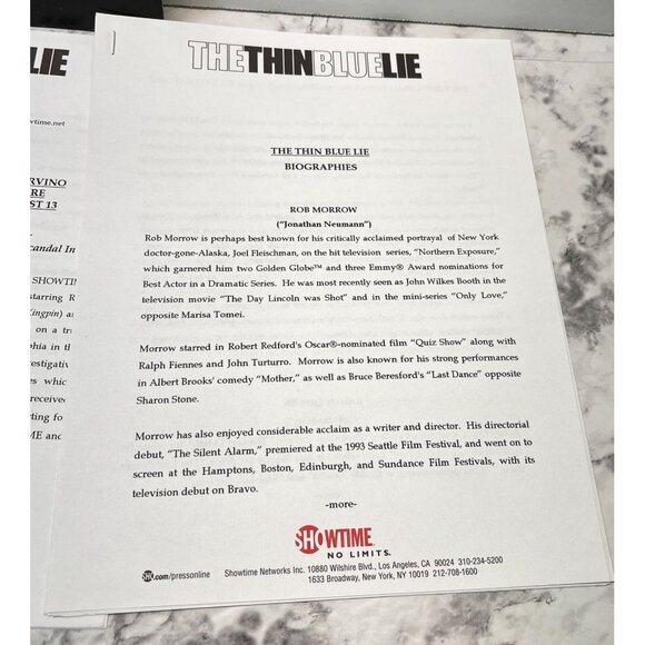 Showtime Movie Press Kit The Thin Blue Line 2000 Randy Quaid Paul Sorvino - Picture 2 of 11